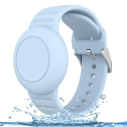 Waterproof Silicone Strap Anti-Lost Protective Wristband for Kids - Compatible with AirTag (Denim blue)