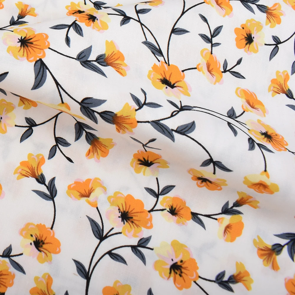 Chainho,Printed Plain Weave Poplin Cotton Fabric,DIY Quilting Sewing Material,Patchwork Cloth,Floral Series,3 Sizes,15PCC111