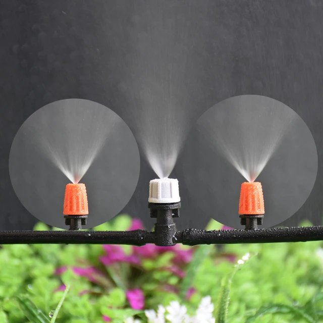 10 Darabos Mikro Csepegtető Öntözés Hibás Fúvóka Narancssárga Szürke Kerti Spray Hűtő Sprinkler 1/4 Póló Barb Csatlakozó - Image 2