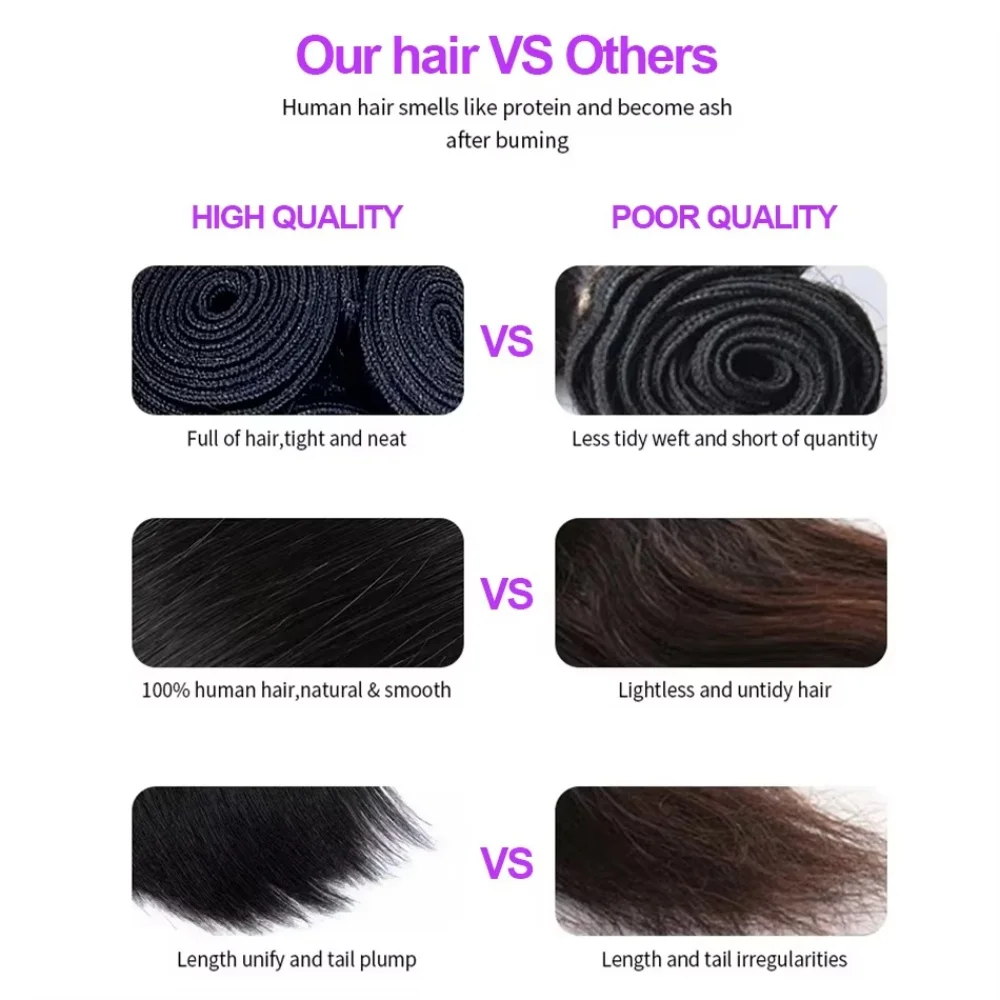 Straight Human Hair Bundles 1/3/4 PCS Natural Black Brazilian Hair Weave Bundles 14-30 Inch Human Hair ExtensionsNatural straight hair fringes specially designed for Designed specifically for black women 8