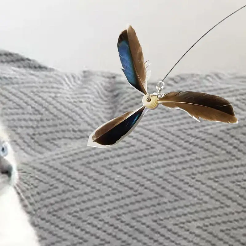 Cat Feather Toy Refill Interactive Cat Toy Feather Wand Set of 6 Wear-Resistant Feathers Refill Toys Interactive Teaser