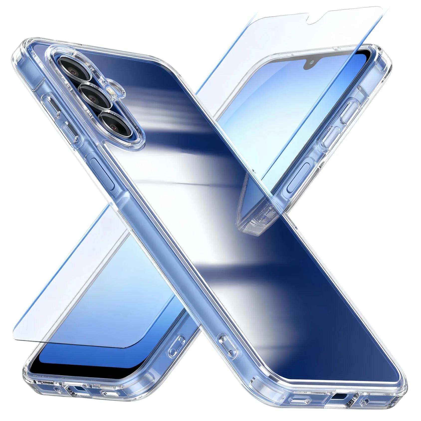 Clear Shockproof Transparent Case with Tempered Glass Screen Protector