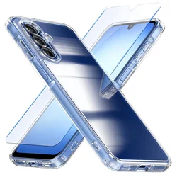 Clear Shockproof Transparent Case with Tempered Glass Screen Protector - Galaxy A27 (Transparent)