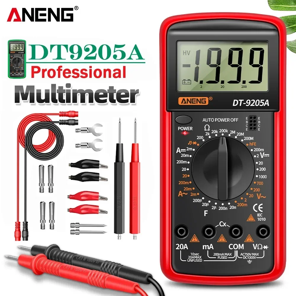 Digital Multimeter Transistor Tester Multimeter Tester ANENG DT9205A Digital Multimeter AC/DC Transistor Tester Electrical NCV Test Meter Profesional Analog Auto Range Multimetro