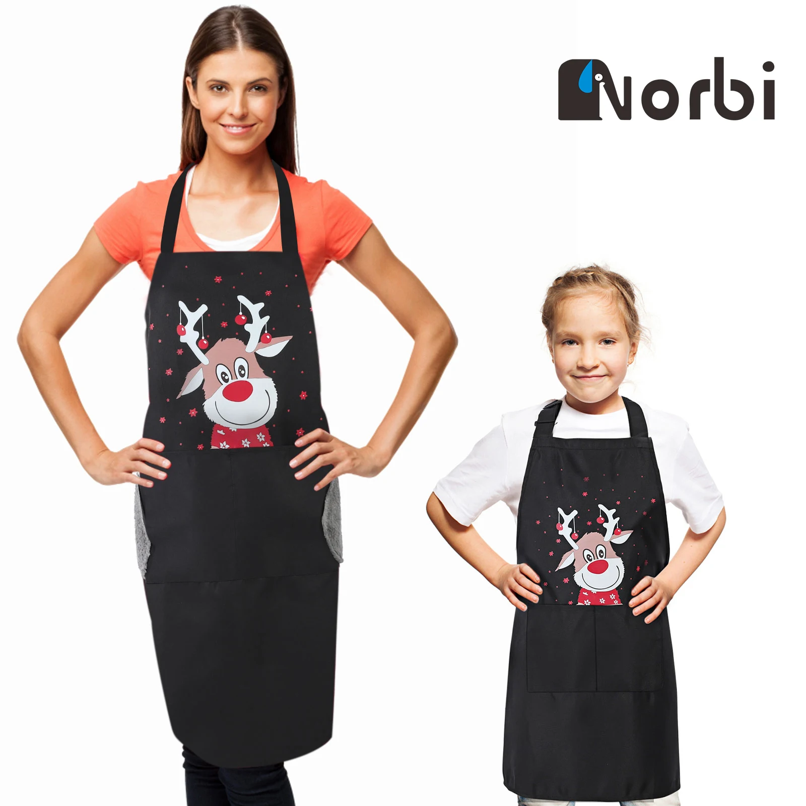 Norbi Heart Printed Aprons, Length Adjustable Parent-Child