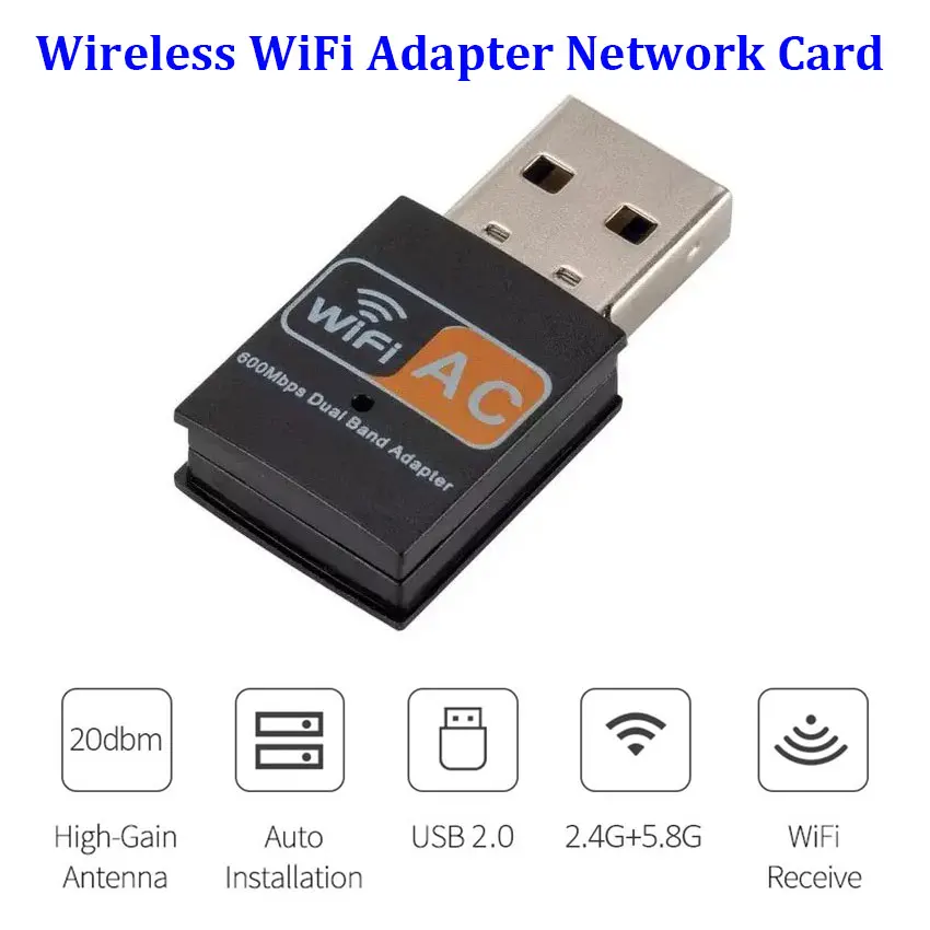 Adaptador WiFi USB Receptor PC – Tarjeta de Red WiFi 600Mbps Dual