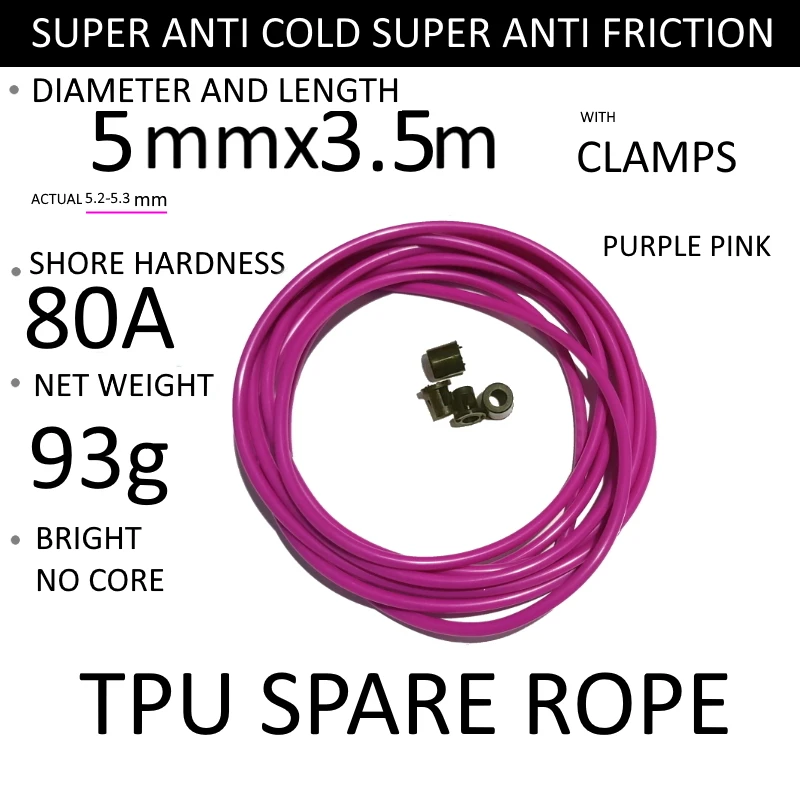 NEVERTOOLATE PVC TPU 3 3.5 meter length 80A 90A hard soft 5mm 6mm solid jump skip rope backup spare rope no tangle replace