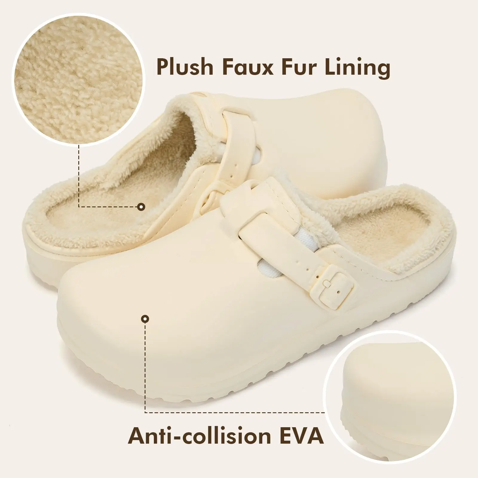 Crestar Winter Fur Women Slippers Outdoor Antiskid Waterproof Fuzzy Lined Men Garden Shoes Adjustable Warm Fluffy House Slippers 5