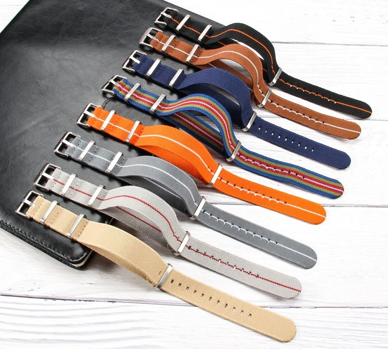 

High Quality Nylon Canvas Woven Watch Band Strap 18/20/22mm Universal Mens Classic Durability Sailcloth Field Sports Wristband