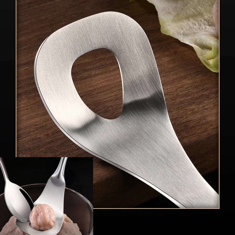 Homemade Meatball Spoon, Stainless Steel Pressed Meatball Maker, Squeeze Cuttlefish Shrimp Spoon