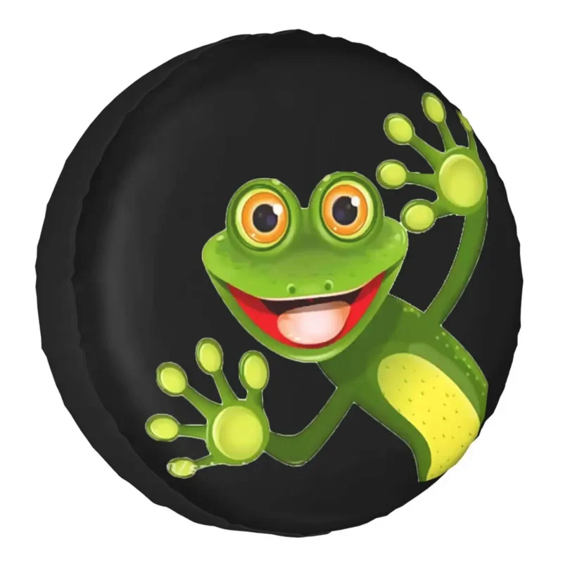 

Funny Cartoon Frog Smile Tire Cover 4WD 4x4 RV Anime Spare Wheel Protector for Jeep Toyota Mitsubishi 14" 15" 16" 17" Inch