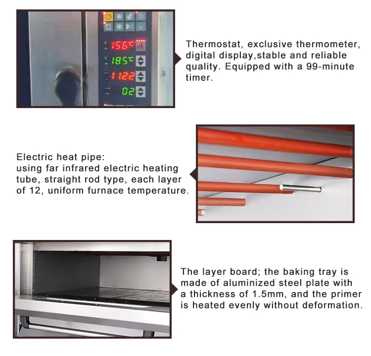 Description Picture 6 of itemFactory Price Electric Stainless Steel Three Decks Six Trays Oven Bakery Equipment Baking Oven