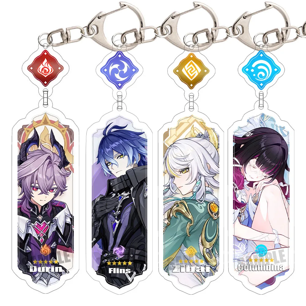 Anime Keychain Flins Durin Mualani Kinich Furina Neuvillette Arlecchin Accessories Cute Bag Pendant Key Ring Fans Gift