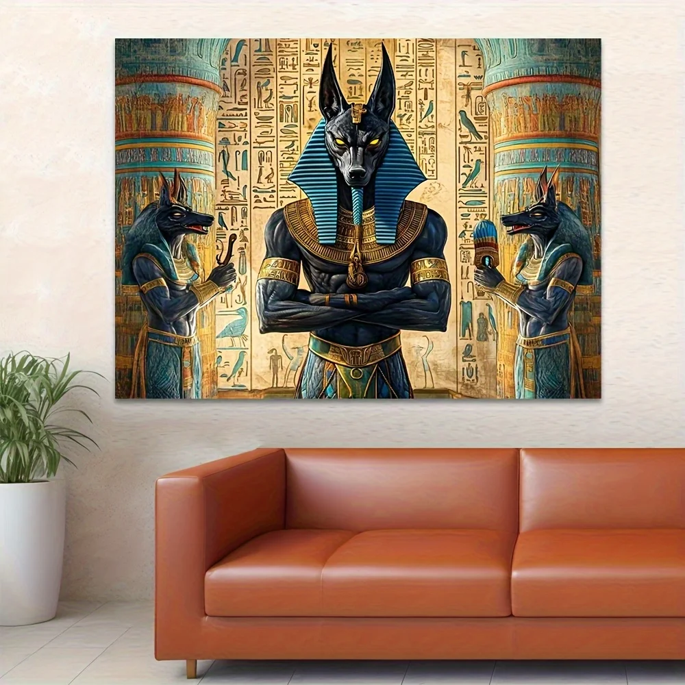 1pc Egyptian Anubis Tapestry - Vibrant Ancient Egypt Theme with Hieroglyphs, Durable & Lightweight Polyester, Perfect for Photo - Image 5