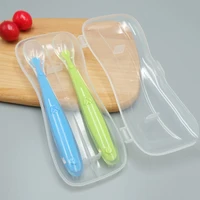 2Pcs Silicone Spoon Set Baby Learning to eat Training Spoon Baby Silicone Soft Spoon PP Plastic Box Children's Tableware Box 1