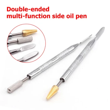 Penna per tintura per incollaggio a olio con bordo a doppia testa in pelle Applicatore per penna per pittura Strumento per rullo di vernice veloce Strumento antiscivolo per artigianato in pelle fai-da-te