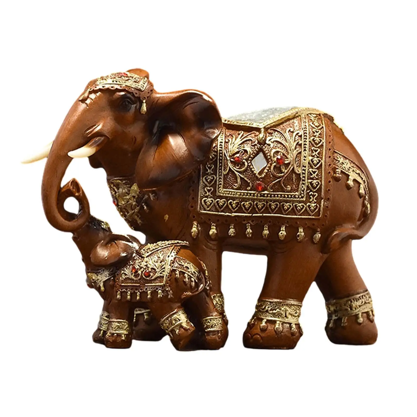 Mother and Child of Elephant Sculpture Statue Tabletop Decoration Fengshui Ornament for Modern Styled Centerpiece Delicate