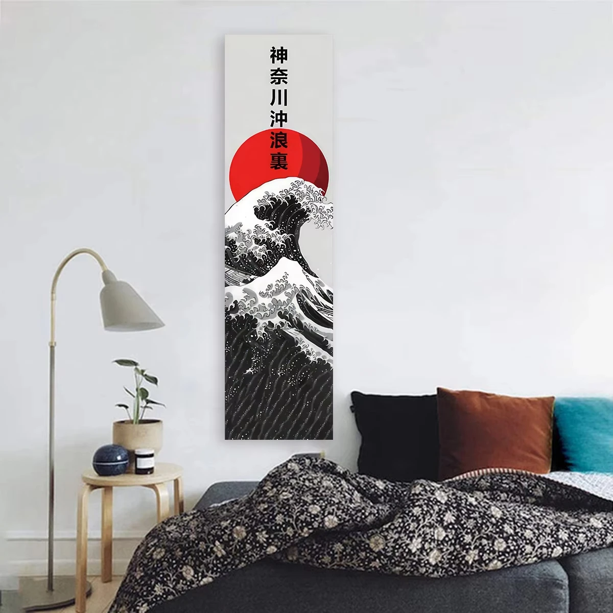 VIKAMA Japanese Wave Wall Decoration Tapestry Red Sun And Waves Landscape Aesthetic Tapestry Home Wall Decoration Hangings 4