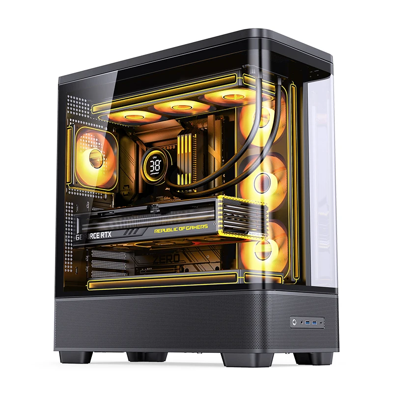 JONSBO TK-5 ATX 컴퓨터 데스크탑 케이스 일체형 하이퍼볼릭 글래스 360 수냉식 게이밍 PC 섀시 측면 투명 쉘