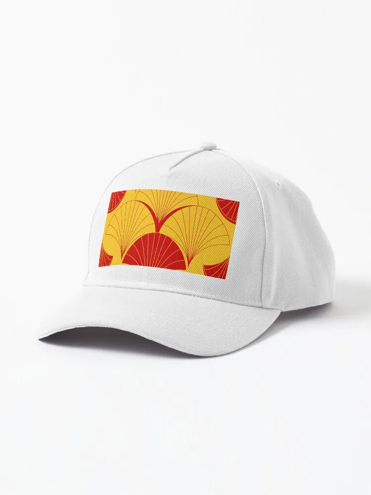 

Asian Art Deco Red And Yellow Fan Pattern Cap natanael cano Luxury hat lewis hats for women for the sun