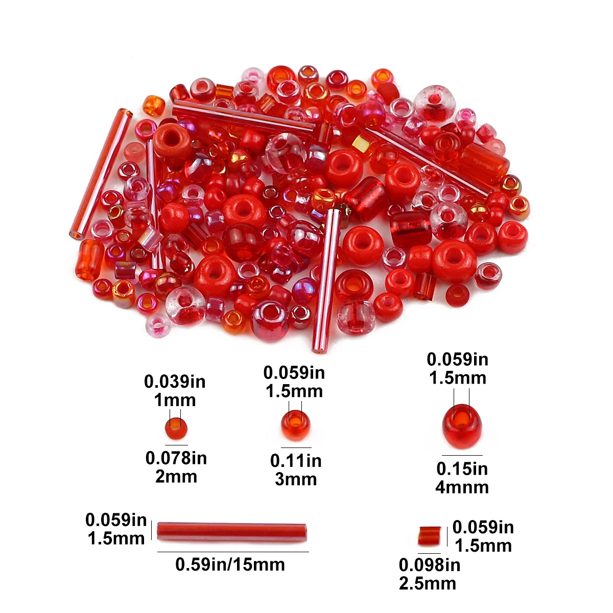 1000 Stück mehrfarbige Glas-Rocailles-Mix-Abstandsperlen in verschiedenen Größen für DIY-Schmuckherstellung, Armbänder, Halsketten, Ohrringe – Detail 2