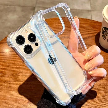 Custodia morbida trasparente per iPhone 11 12 13 14 15 16 Pro Max Xs XR Max 7 8 Plus Mini TPU trasparente antiurto Custodie Cover