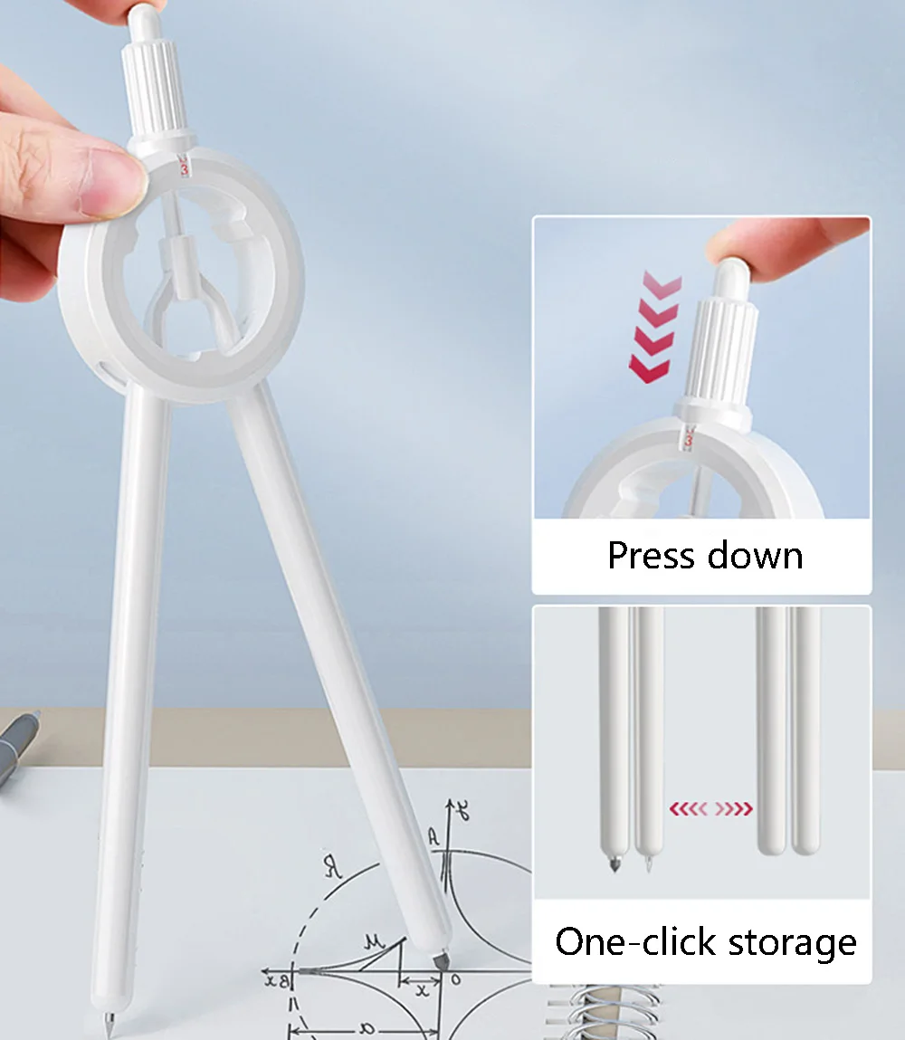 나침반 세트 재사용 가능한 연필 수학 기하학 그리기 원 학습 학교 학생 홈스쿨 제도 도구