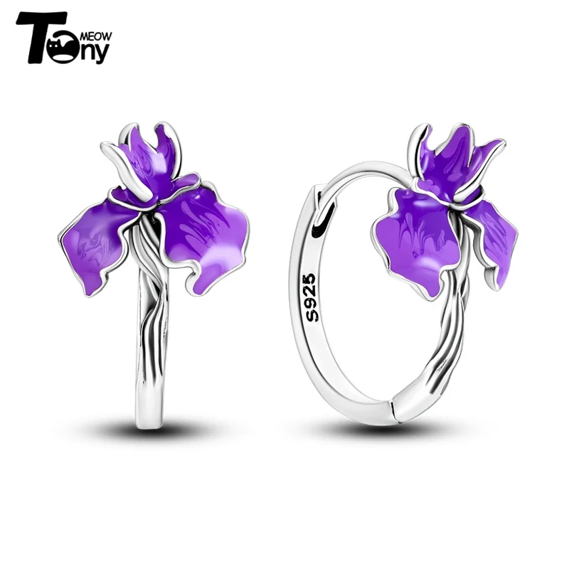 925 Sterling Silver Hoop Earrings For Women Star Moon Paint Feather Musical Note Colorful Zircon Fashion Earrings Women Gift