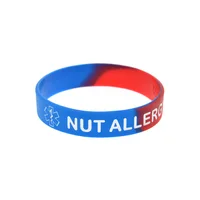 1PC/5PCS Nut Allergy Silicone Rubber Wristband Subsection Color 2 Sizes 1
