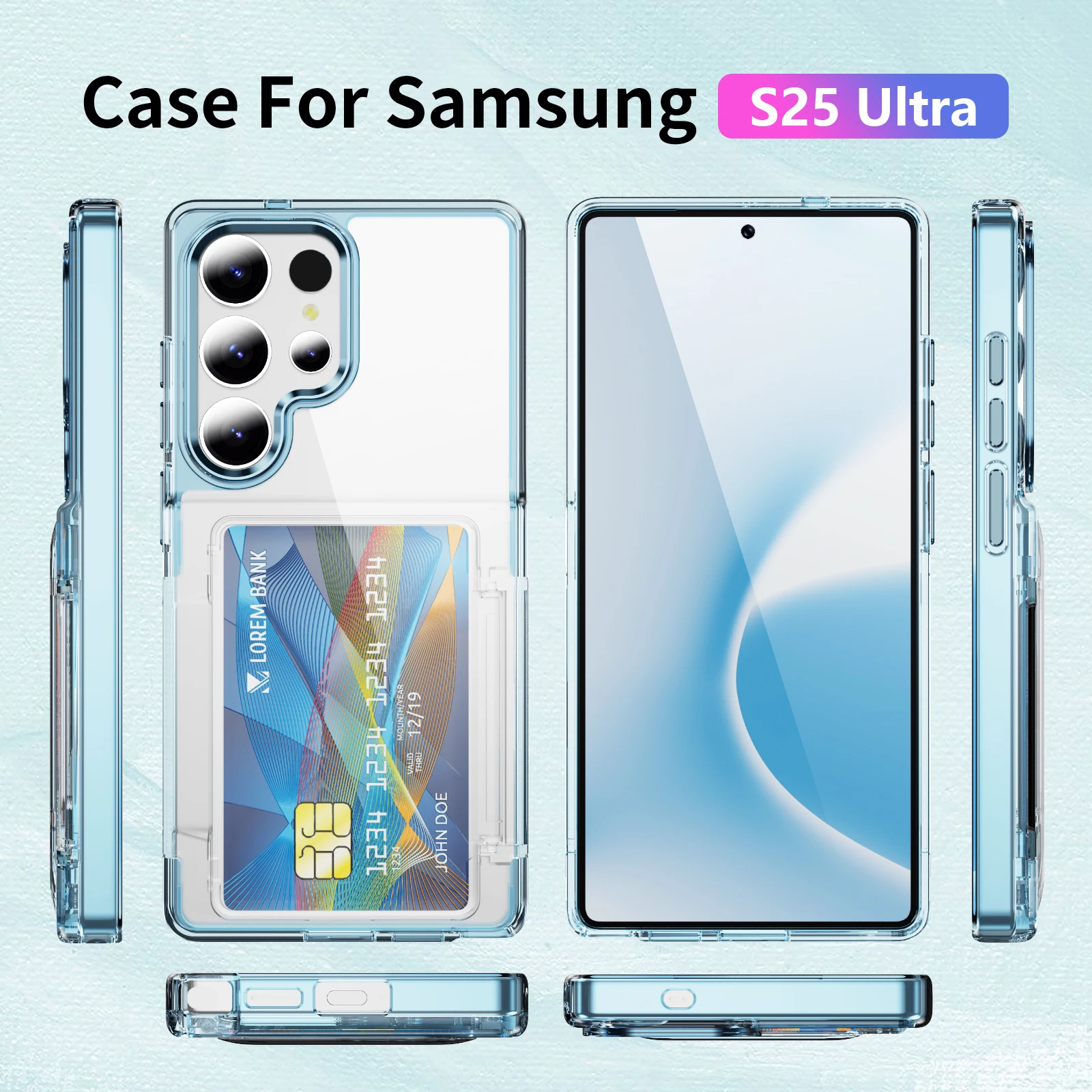 Luxury Transparent Stand Shockproof Phone Case with Card Slot Holder