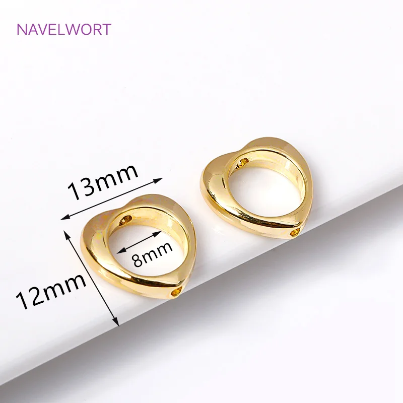 60 Telaini Per Perline A Cuore CREATCABIN | Distanziatori In Ottone Placcato Oro 18k, 10x9,5 Mm, Doppio Foro, Per Creare Gioielli Fai Da Te, Ciondoli E Collane