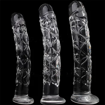 Crystal Glass Dildo Butt Plug Realistic Penis Glass Anal Dildos For Women G-Spot Stimulate Sex Toys Female Masturbators Dilldo 4