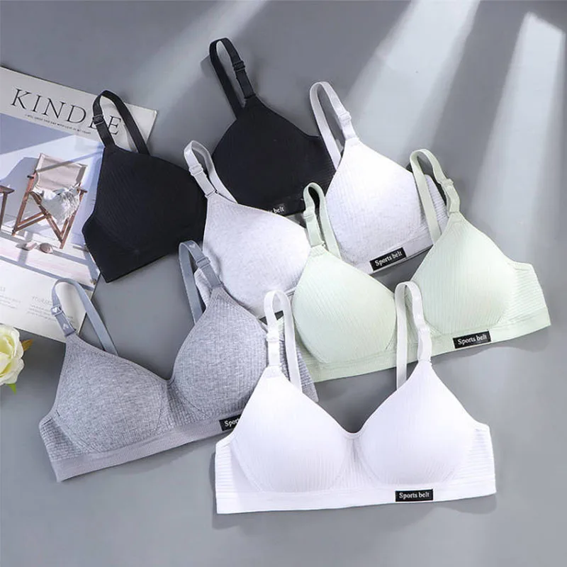 3pcs Women Thin Wireless Bra Girl Seamless Push Up Bra Student Comfort V-Shaped Underwear Adolescent Breathable Comfort Lingerie 2