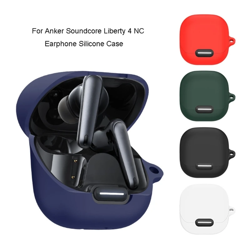 

Silicone Carrying Case Anker Soundcore Liberty 4 NC Earphone Portable Scratch Shock Resistant Cover with Carabiner