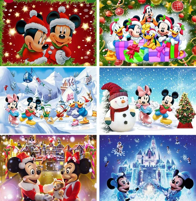 Mickey Mouse Weihnachtsdekorationen Hintergrund 1,5 x 0,9 m Weihnachtsnacht  Hintergrund Rosa Schloss Frohe Weihnachten Mickey Mouse Geburtstagsbanner