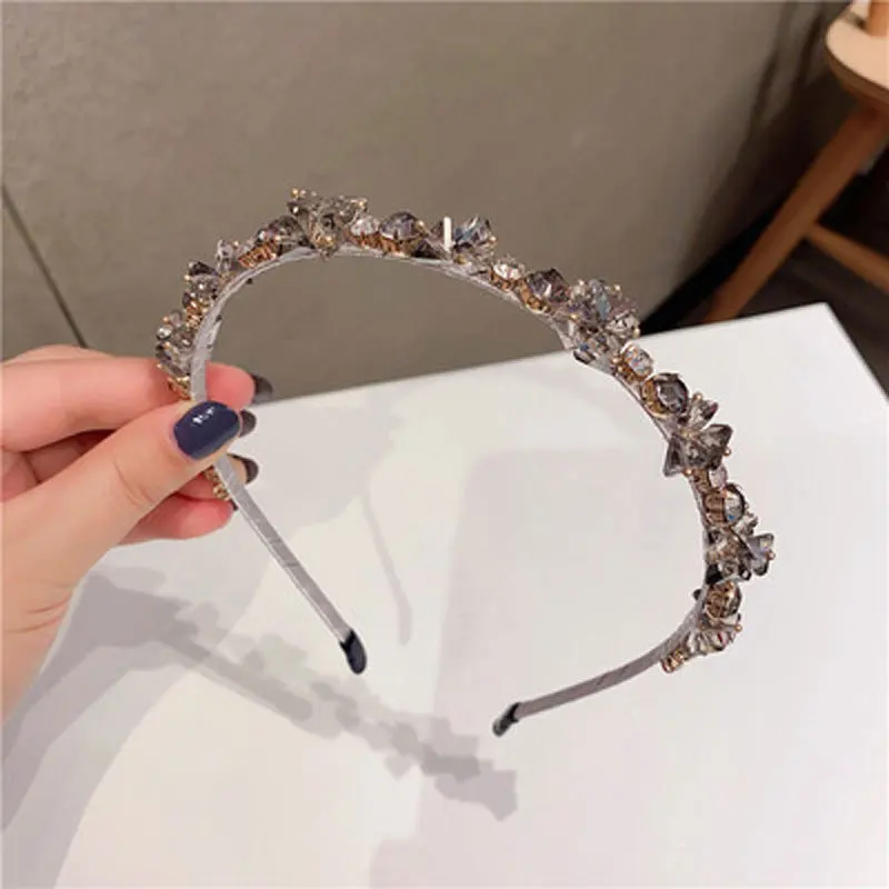 South Korea Crystal Rhinestone Headband Net Red INS French Elegant Headband Banquet Hair Pressure Hair Headdress Women jewelry accessories hair accessory hair headdress hair band crown