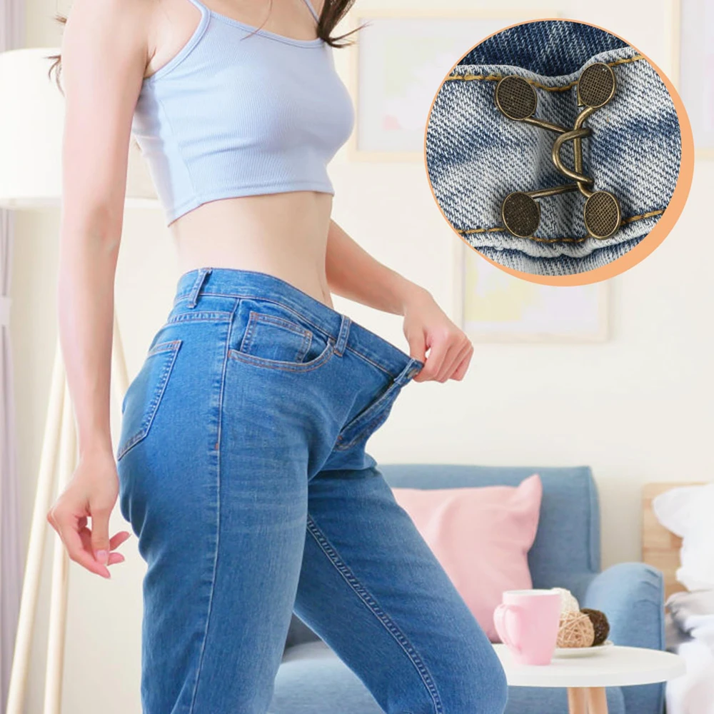 4 Pairs of Waist Button Jean Waist Tightener Stainless Steel Pants Waist  Tightener Adjustable Waist Tightener 