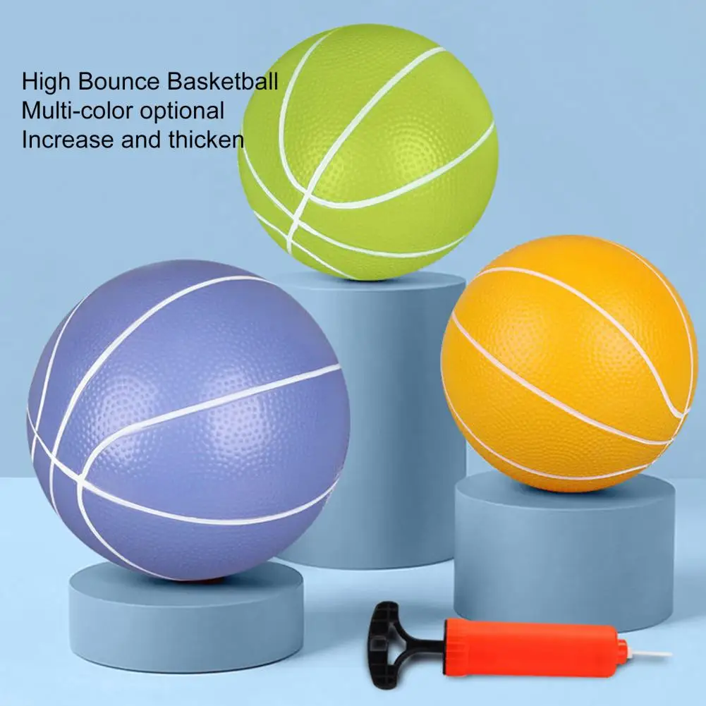 

Basketball Toy High Elasticity Comfortable Grip Thickened Soft Light Sound with Inflator Candy Color Kids Basketball Indoor Toy