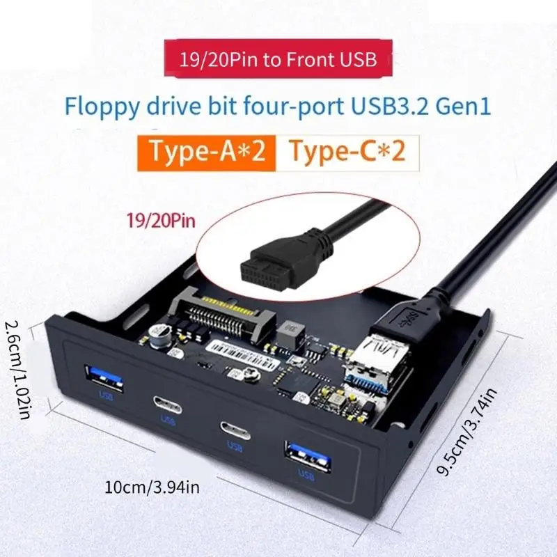 D7YC 19/20Pin Desktop Computer 3.5Inch Floppy Bay Panel Expansion Adapter
