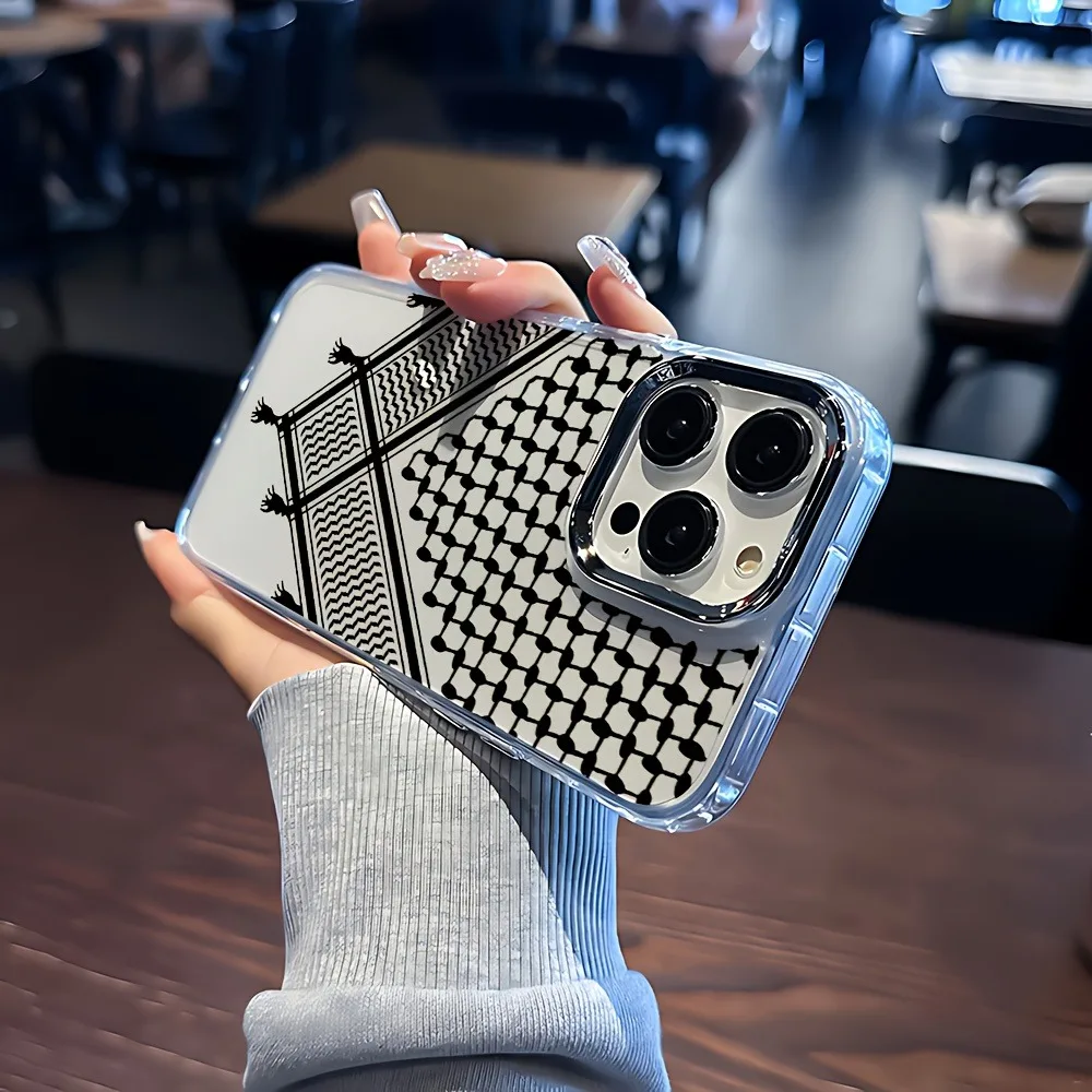 Black Striped Transparent Electroplated Photo Frame Phone Case - Perfect Gift