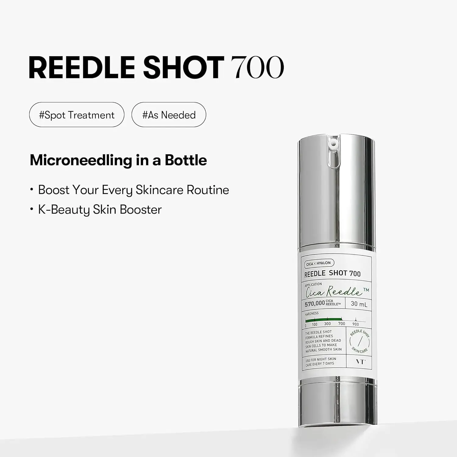 VT COSMETICS CICA Reedle Shot 700, Spot Treatment Night Exosome, Microneedling Serum, Glass Skin, Korean Skin Booster (30 mL)