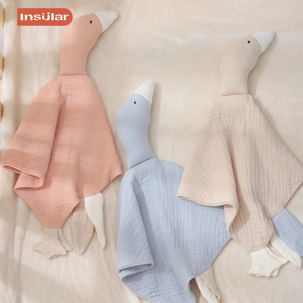 Baby Comforter Blanket Muslin Towel Insular Gauze New Born Soothe Appease Towel Soft Organic Cotton Goose Toy Ins Baby Comforter Lovely Muslin Security Blanket