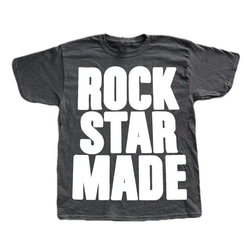 Rock Goth Fashion Men's Punk Grunge Hip Hop Rap Vintage Letter Print Short T-Shirt Casual Oversized Y2K Cotton Streetwear 6