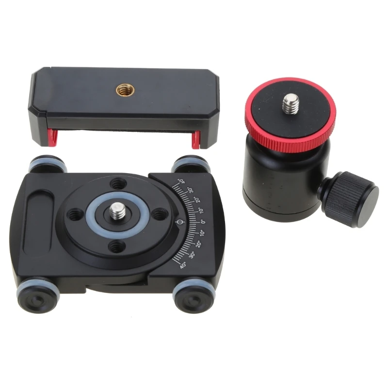 Camera Slider with Ball Head & Clamp 4 Wheeled Tabletop Manual with 360&deg; for Mirrorless
