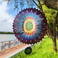 Outdoor Bird Repellent Wind Chime Mandala Garden Yard Balcony Stainless Steel Hanging Decor for Home 3D Rotating Wind Spinner 1
