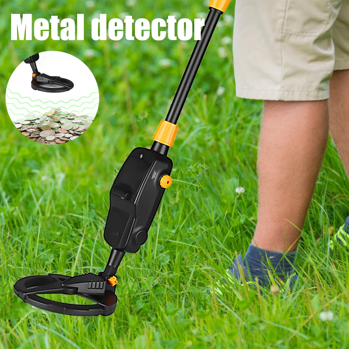 Metal Detector for Kids High Accuracy Adjustable Metal Detector with LCD Display Waterproof Search Coil for Gold Sliver Rings