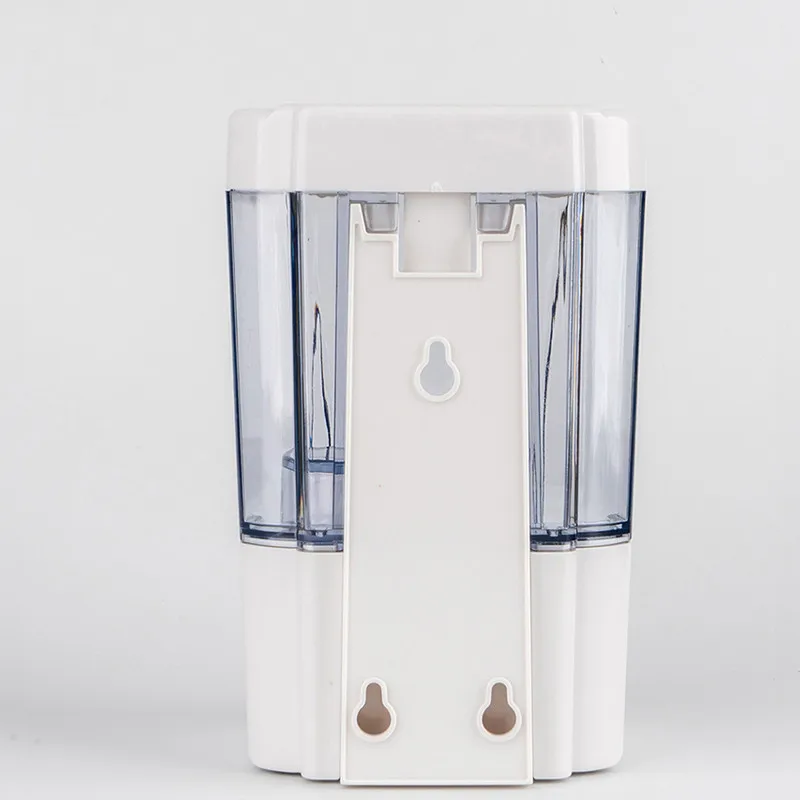 Distributeur gel hydroalcoolique mural vue de profil avec bouteille transparente
