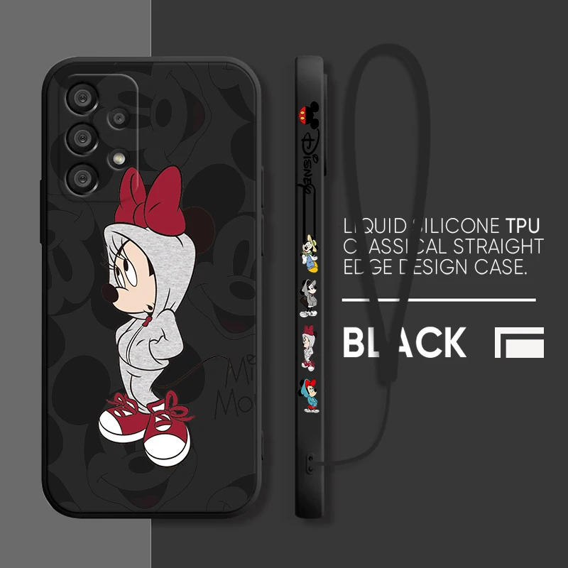 thumbnail image 1 of Disney Mickey Minnie Mouse Phone Case For Samsung A73 A53 A33 A52 A32 A71 A51 A21S A03S A50 A30 5G Liquid Left Rope Funda, 1 of 5