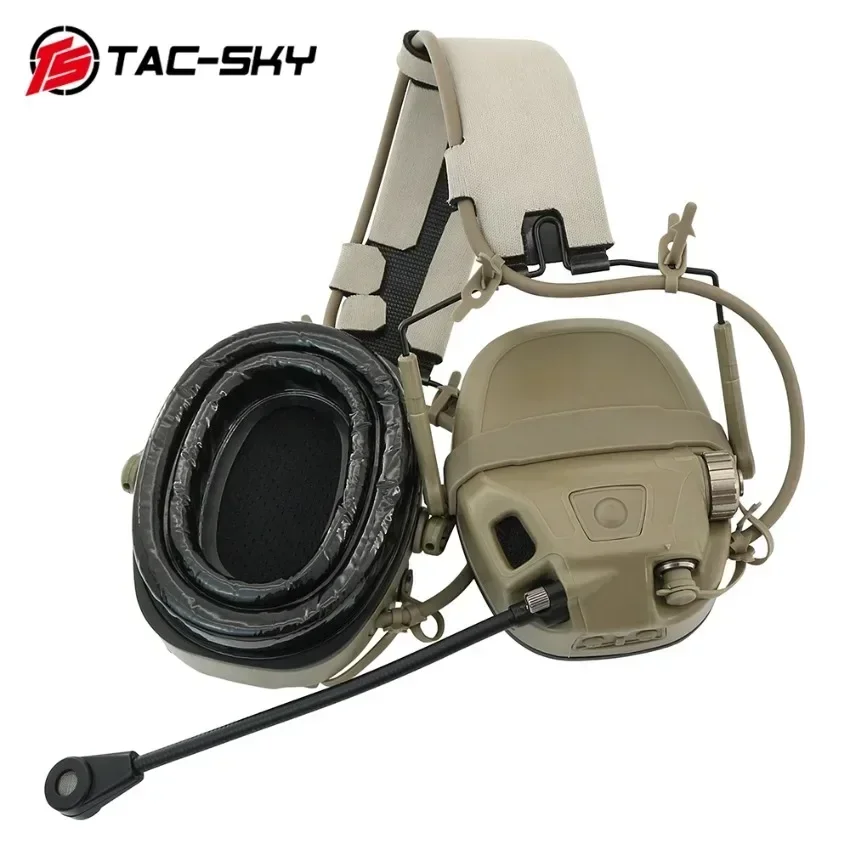 TAC-SKY Tactical AMP Headset Communication Noise-Canceling Pickup Shooting Headset with ARC Helmet Rail Adapter Military Version