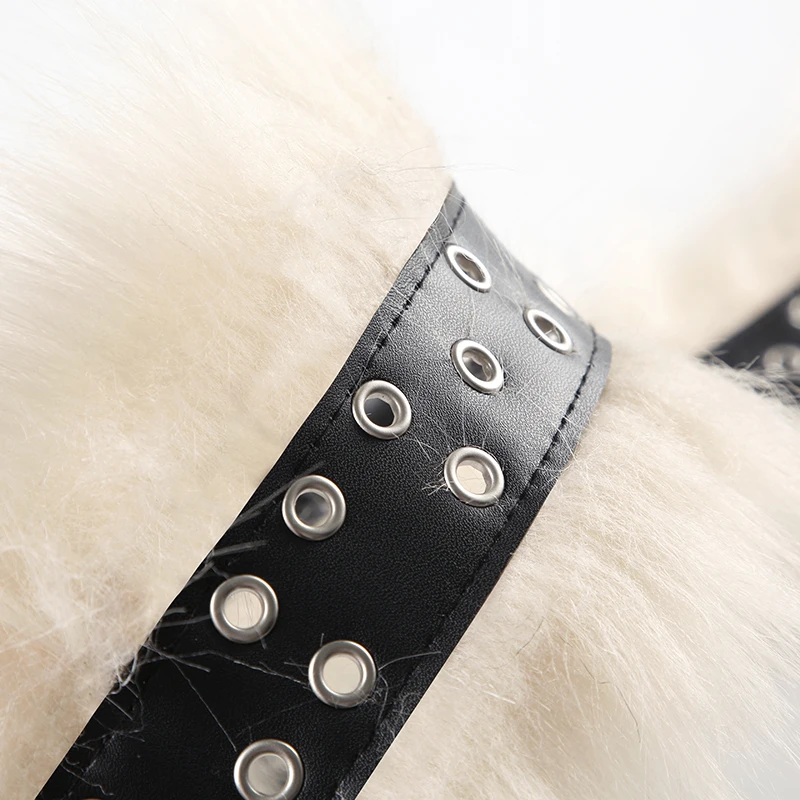 Faux Fur Spliced Pu Fashion Women¡¯s Belts Chic All-Match Khaki Y2k Retro Wild Style Accessorie Exquisite